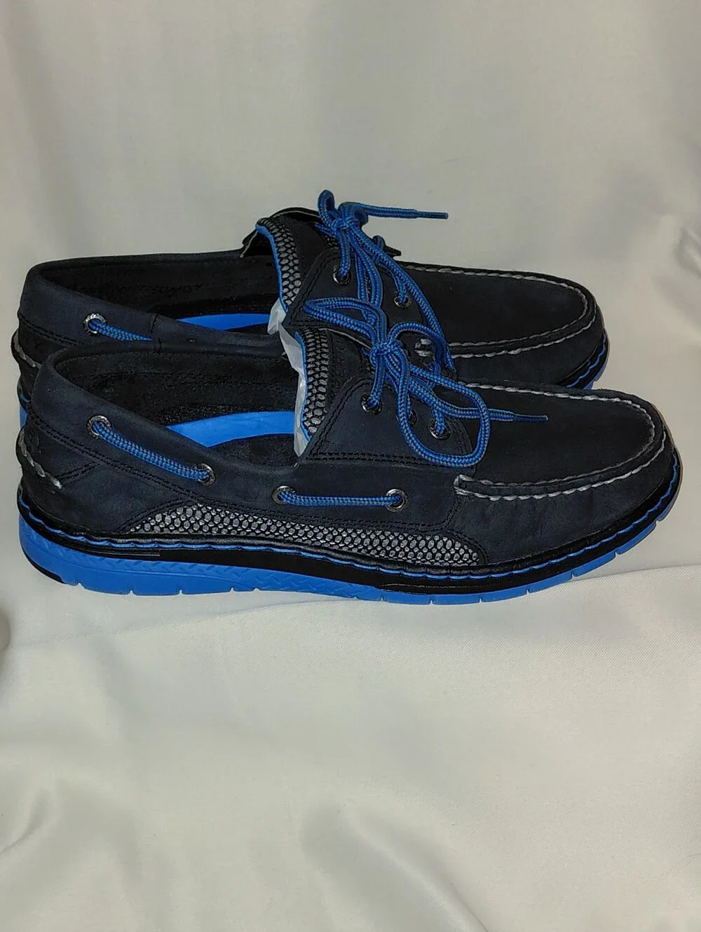 Sperry Men's 8.5M Billfish 3-Eye Boat Shoes, Dark Navy Leather Vibrant Laces New